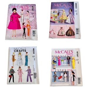 Lot Of 4 NEW McCall Sewing Patterns For Outfits For 11 1/2" Barbie Dolls Uncut